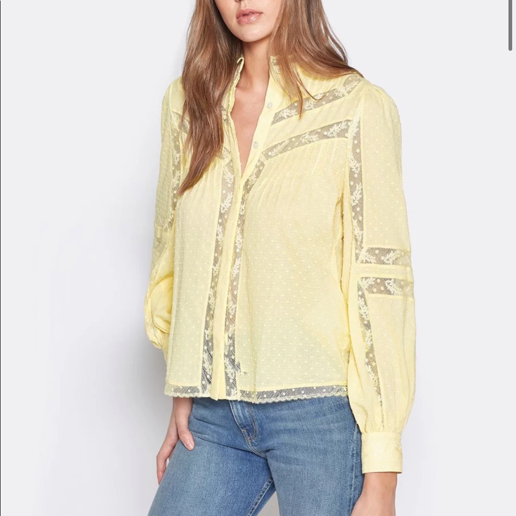 Joie Lace Nazly Cotton Blouse In Yellow | Nwt